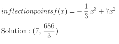 The inflection points of f(x)=-1/3 x^3+7x^2 are (7, 686/3)